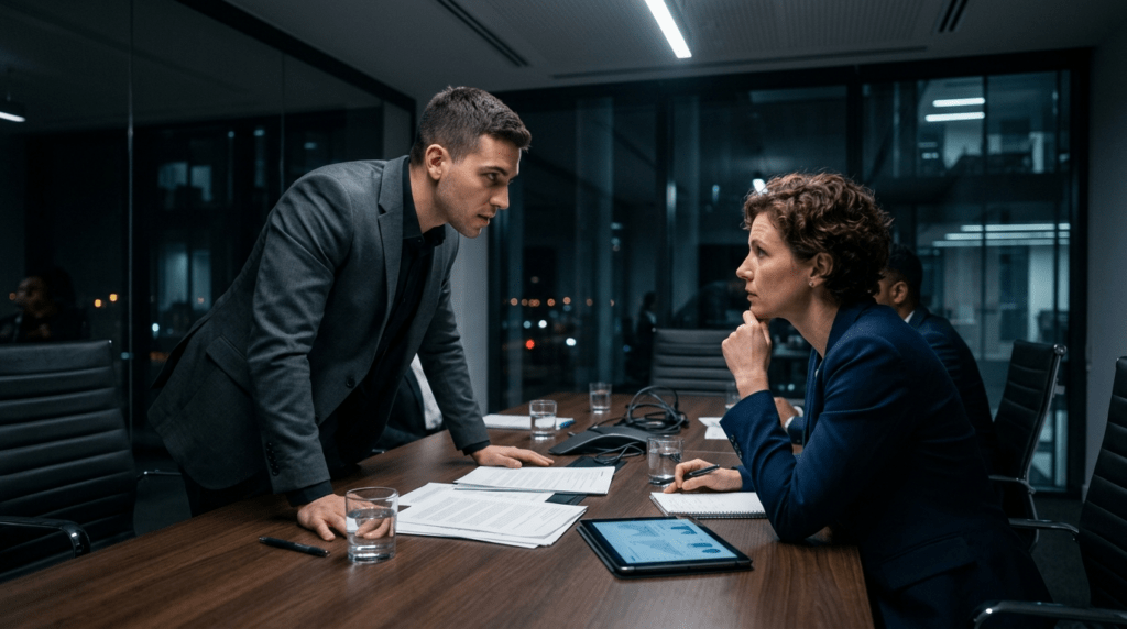 Founder conducting tough due diligence interview with crypto PR agency asking difficult questions