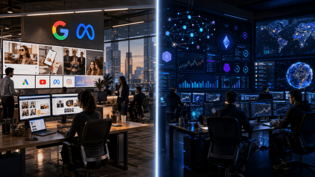 blockchain marketing agency versus traditional Web2 marketing firm - on-chain wallet attribution vs generic ad metrics for Web3 projects