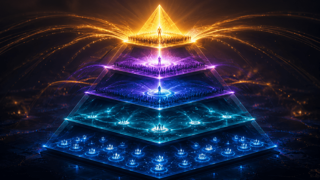 crypto influencer tier pyramid from nano to mega creators showing follower range engagement rates and campaign ROI