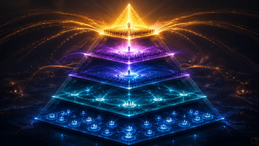 crypto influencer tier pyramid from nano to mega creators showing follower range engagement rates and campaign ROI