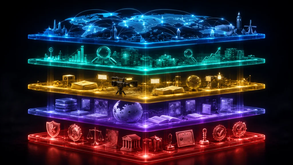 crypto exchange Trust Stack 2026 - regulatory signals, Wikipedia, media coverage, programmatic SEO and international SEO layers
