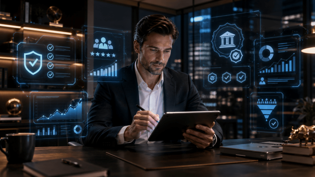 fintech marketing firm vetting checklist - founder evaluating fintech marketing companies by compliance certification case studies and pipeline attribution