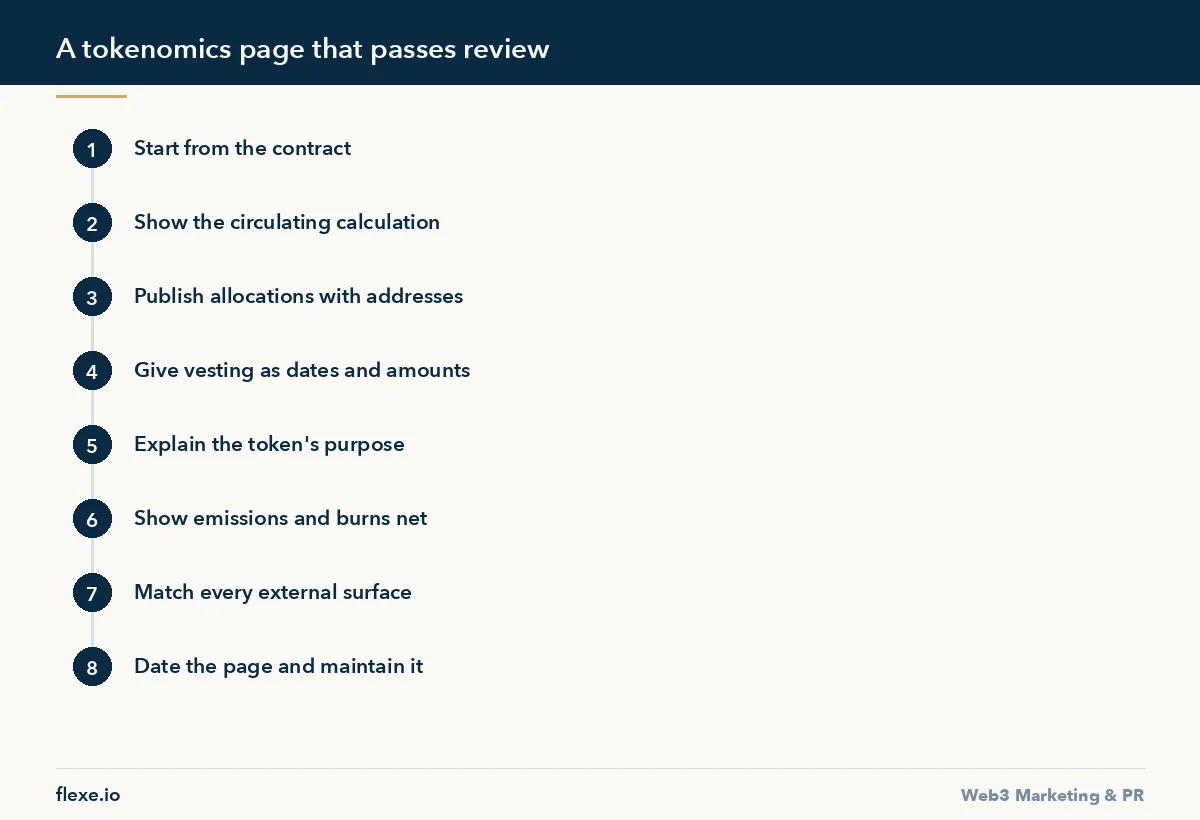 A tokenomics page that passes review - How to Prepare a Tokenomics Page Trackers Accept